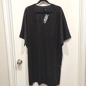 NWT Crazy Train Shiny Black Animal Print Stretch Shift Dress /Top 2X Gothic